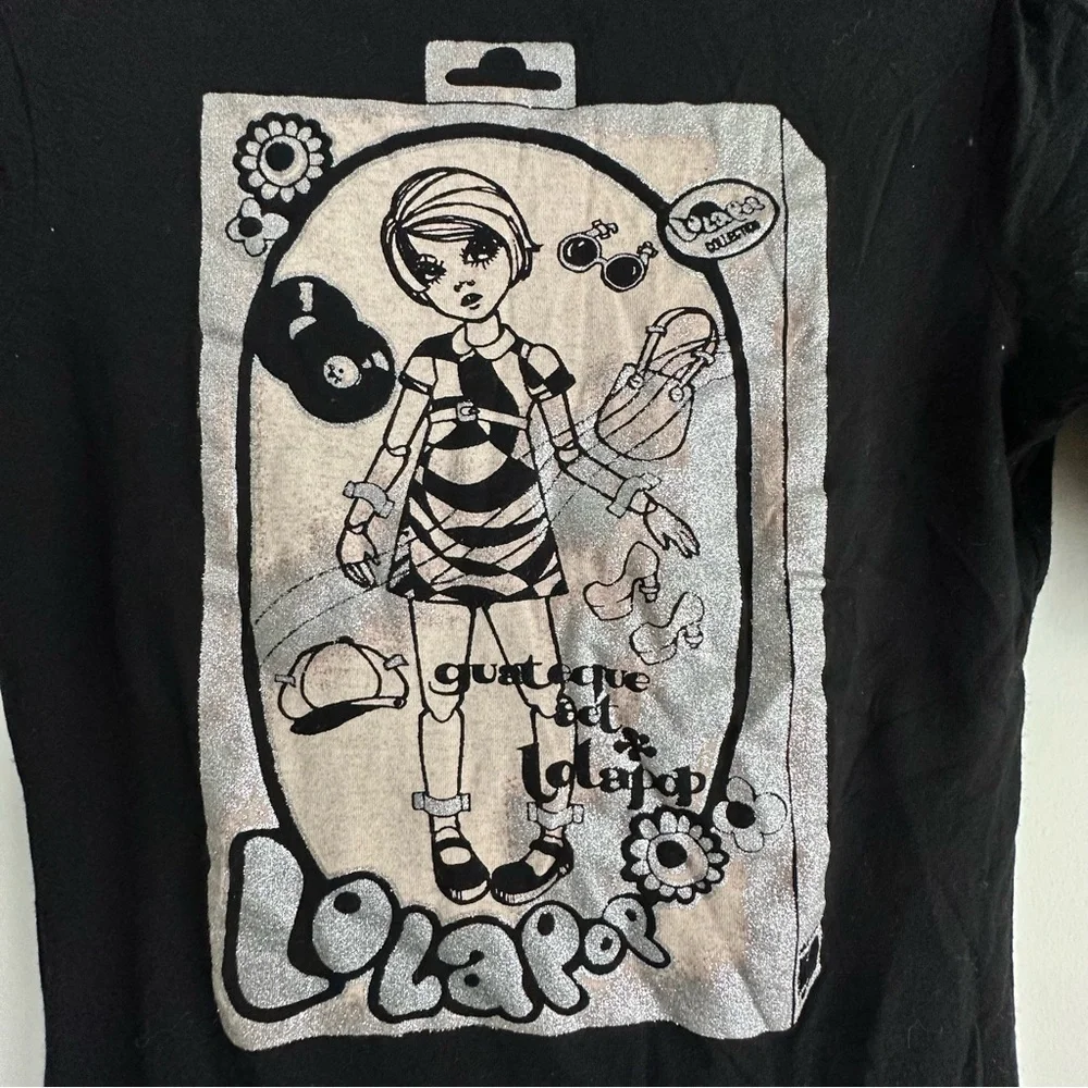 Zara Women Black and Silver Graphic Tee S - Picture 2 of 3